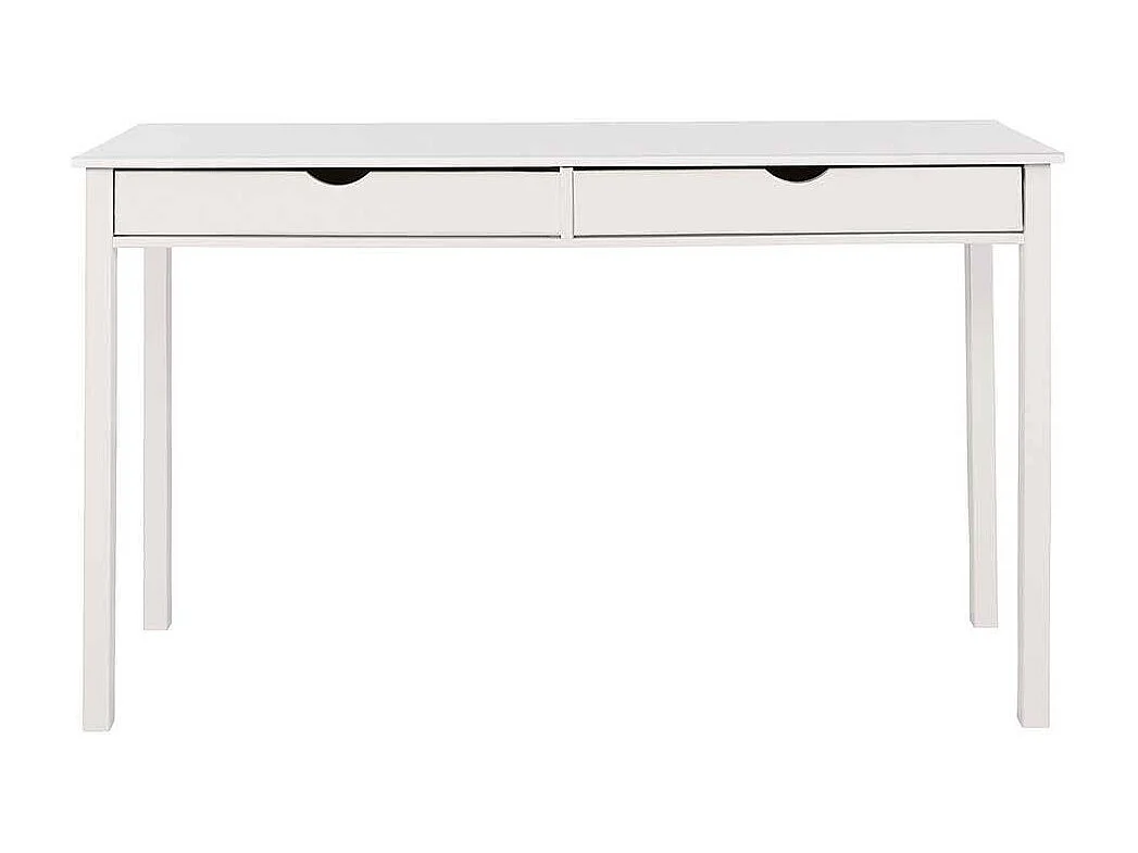 Schreibtisch aus Kiefer Massivholz Weiß lackiert zwei Schubladen