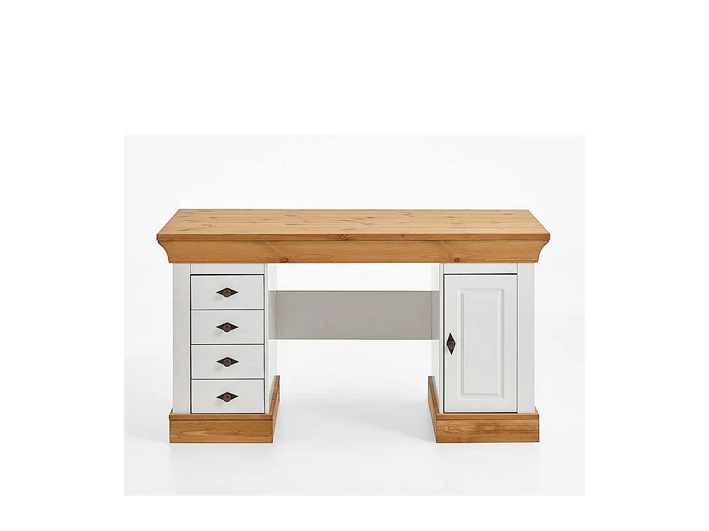 Bürotisch aus Kiefer teilmassiv Weiß