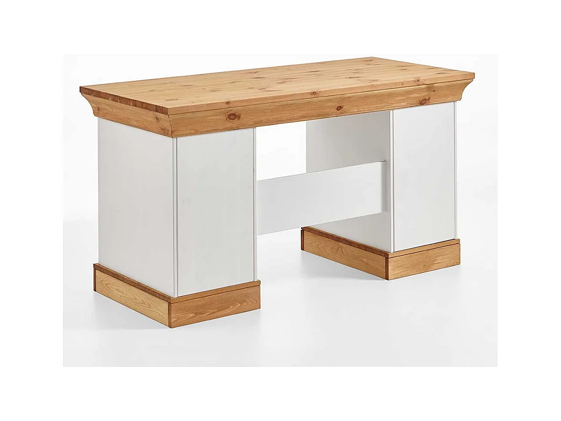 Bürotisch aus Kiefer teilmassiv Weiß