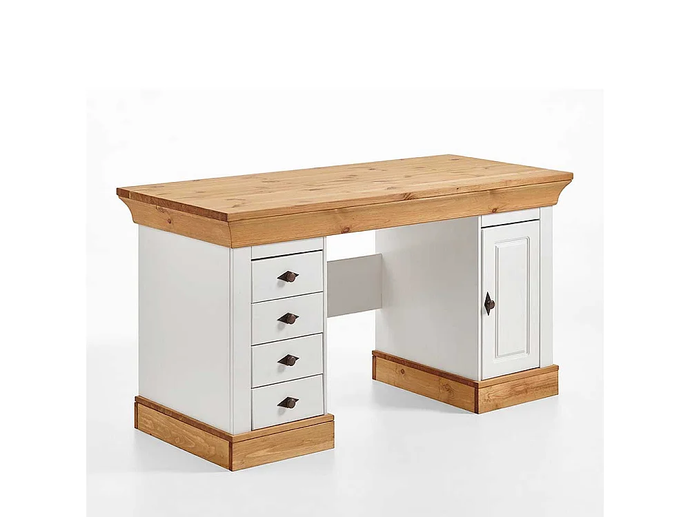 Bürotisch aus Kiefer teilmassiv Weiß