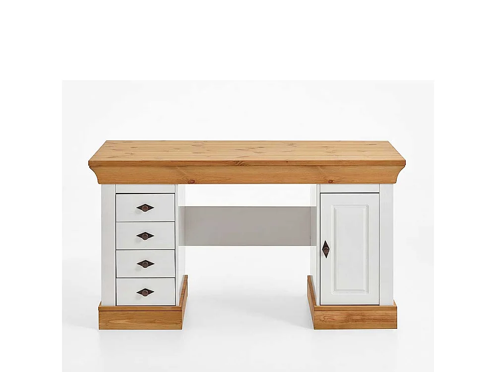 Bürotisch aus Kiefer teilmassiv Weiß