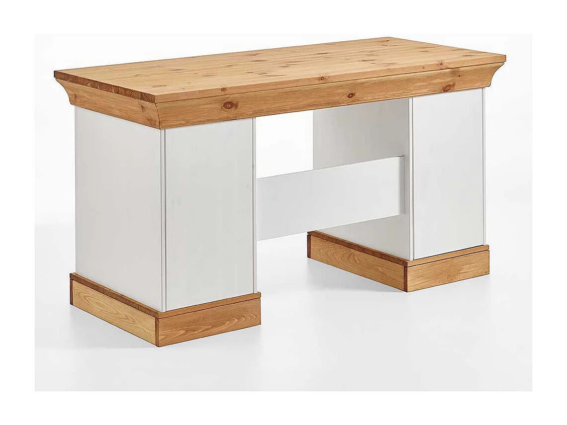 Bürotisch aus Kiefer teilmassiv Weiß