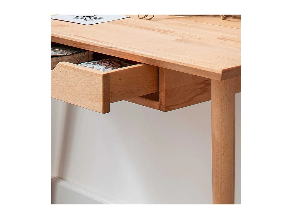 Homeoffice Schreibtisch mit zwei Schubladen Kernbuche Massivholz