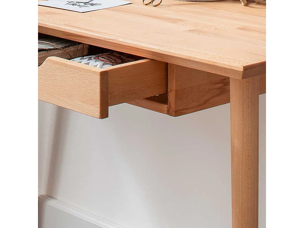 Homeoffice Schreibtisch mit zwei Schubladen Kernbuche Massivholz