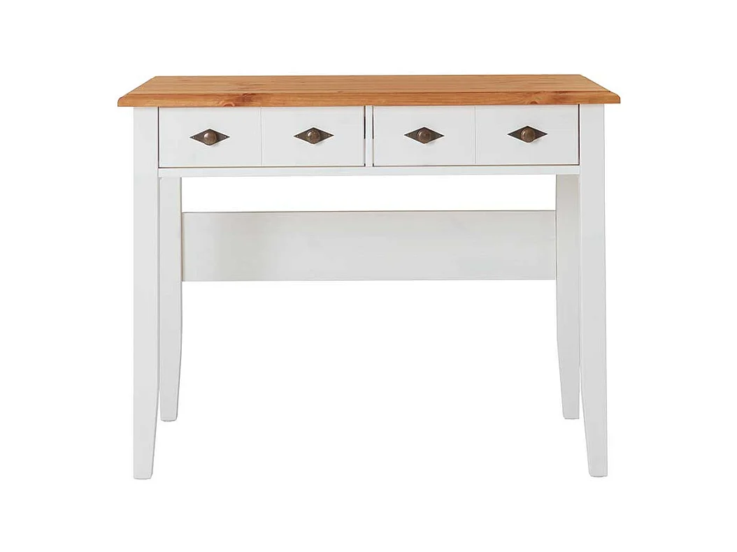 Zweifarbiger Schreibtisch Holz in Kieferfarben und Weiß 102 cm breit