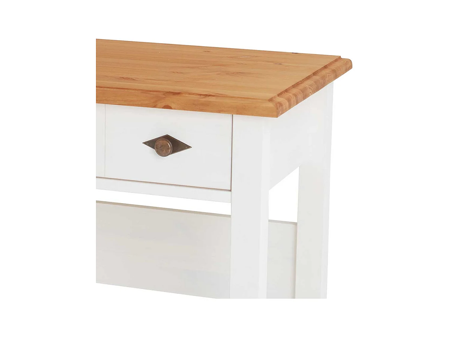 Zweifarbiger Schreibtisch Holz in Kieferfarben und Weiß 102 cm breit