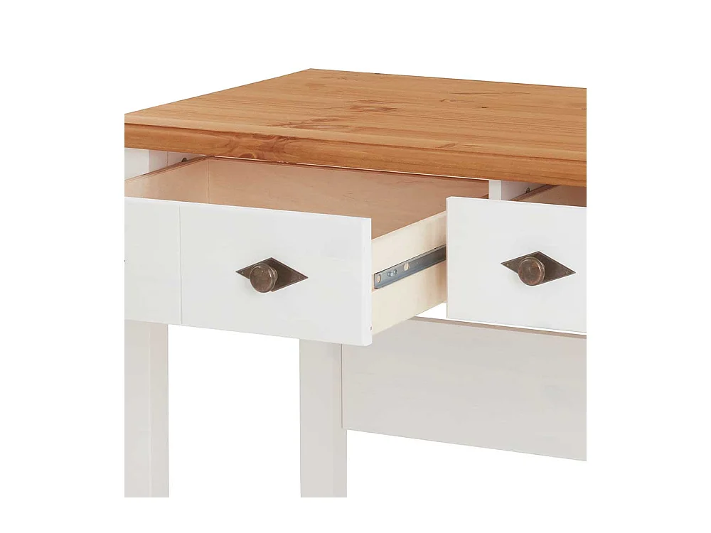 Zweifarbiger Schreibtisch Holz in Kieferfarben und Weiß 102 cm breit