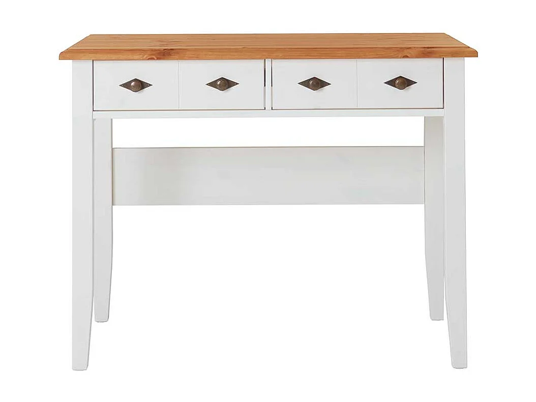 Zweifarbiger Schreibtisch Holz in Kieferfarben und Weiß 102 cm breit