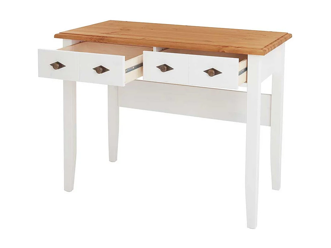 Zweifarbiger Schreibtisch Holz in Kieferfarben und Weiß 102 cm breit