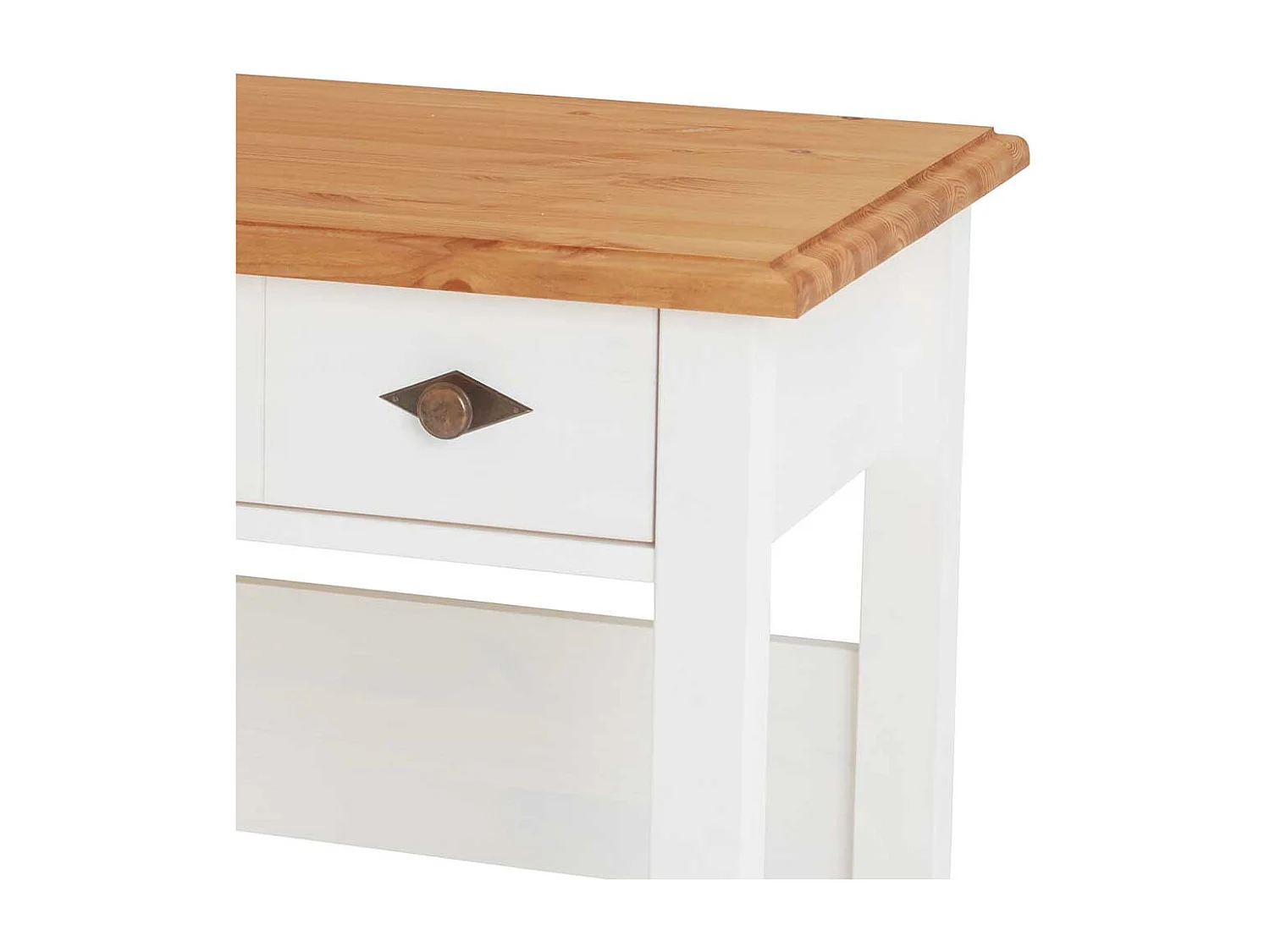 Zweifarbiger Schreibtisch Holz in Kieferfarben und Weiß 102 cm breit