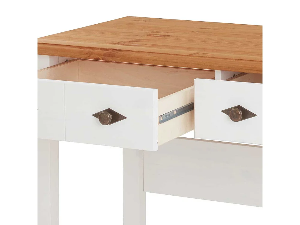 Zweifarbiger Schreibtisch Holz in Kieferfarben und Weiß 102 cm breit
