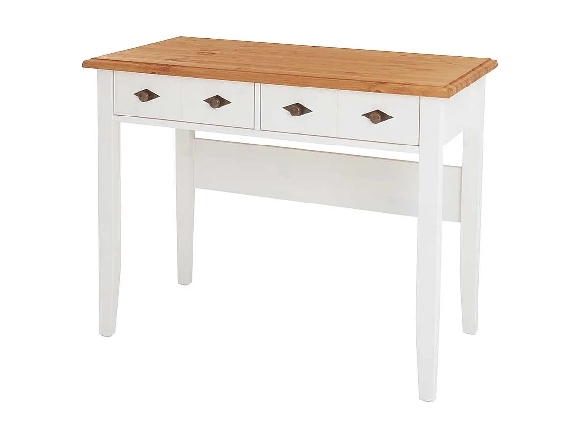 Zweifarbiger Schreibtisch Holz in Kieferfarben und Weiß 102 cm breit