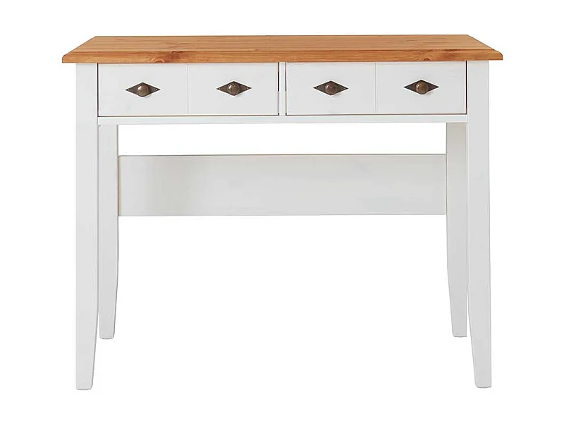 Zweifarbiger Schreibtisch Holz in Kieferfarben und Weiß 102 cm breit