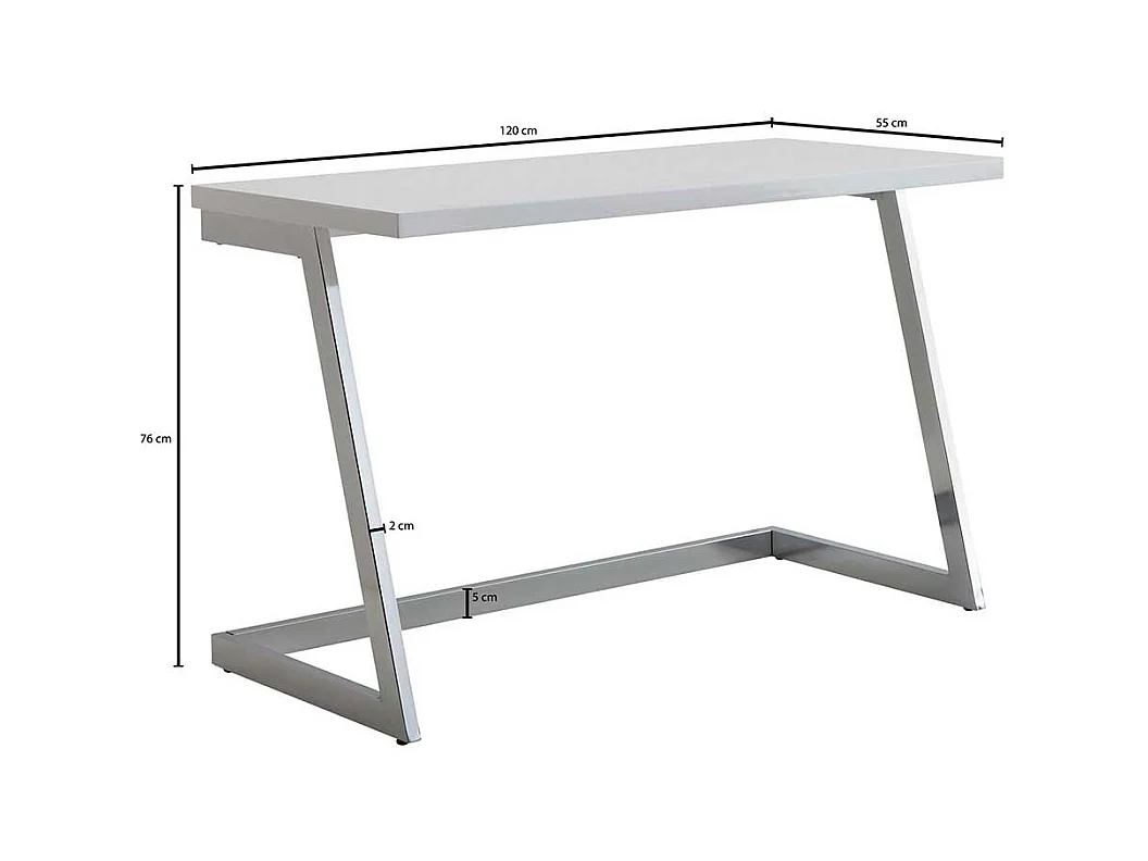 Laptopschreibtisch in Weiß Hochglanz Silberfarben