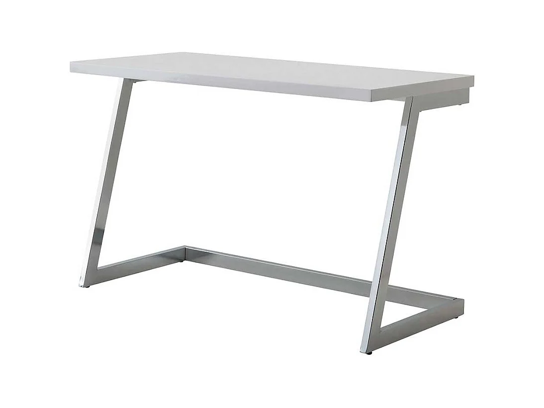 Laptopschreibtisch in Weiß Hochglanz Silberfarben