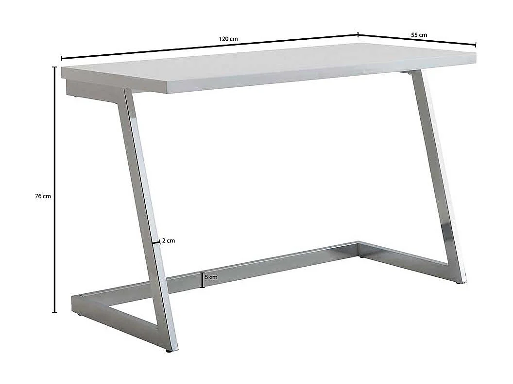 Laptopschreibtisch in Weiß Hochglanz Silberfarben
