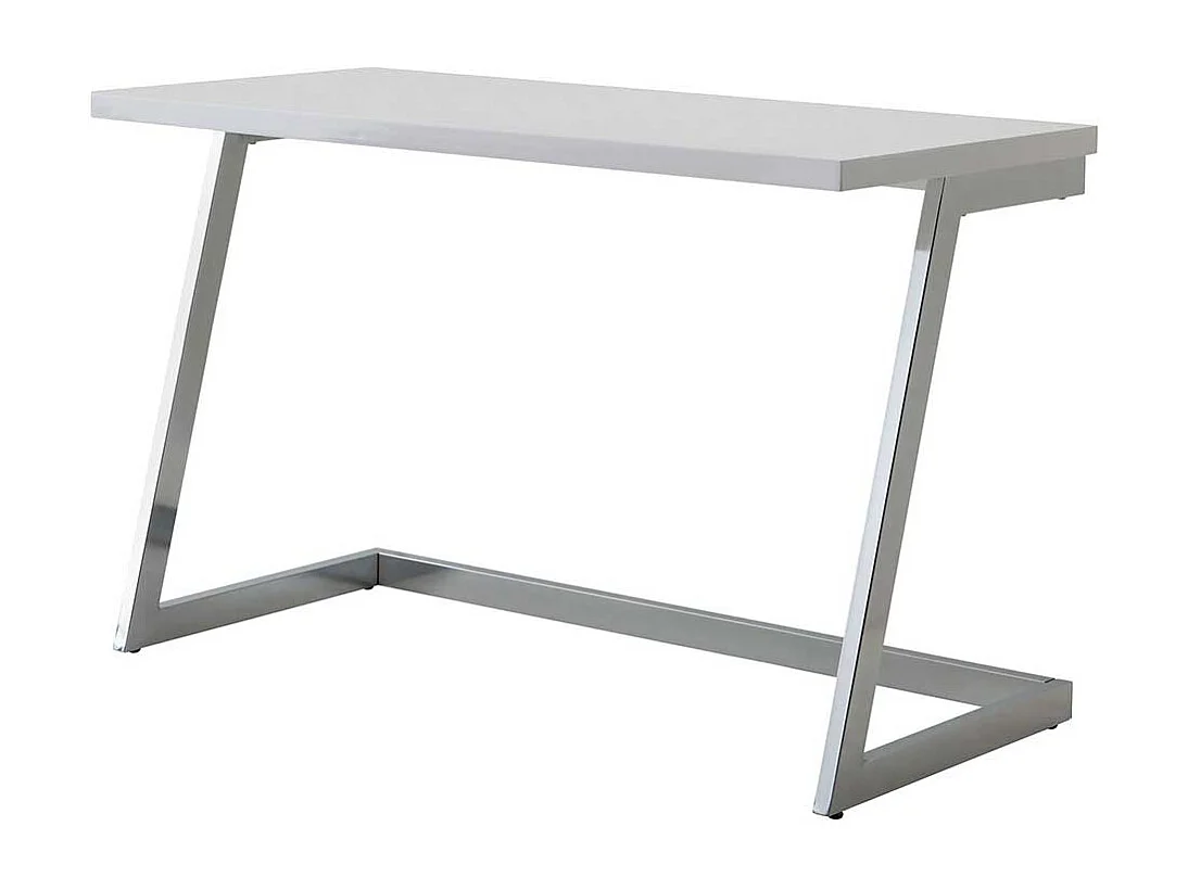 Laptopschreibtisch in Weiß Hochglanz Silberfarben