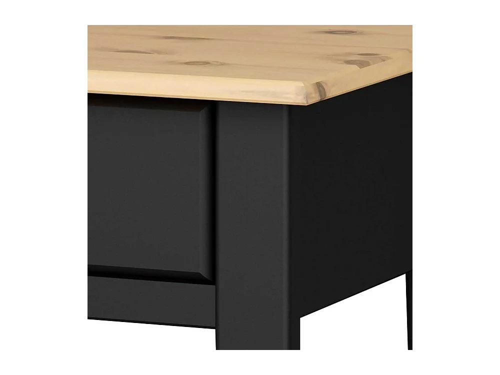 Rechteckiger Schreibtisch in Kieferfarben und Schwarz zwei Schubladen