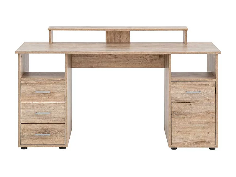 Jugendschreibtisch in Wildeiche Holzoptik Bildschirmaufsatz