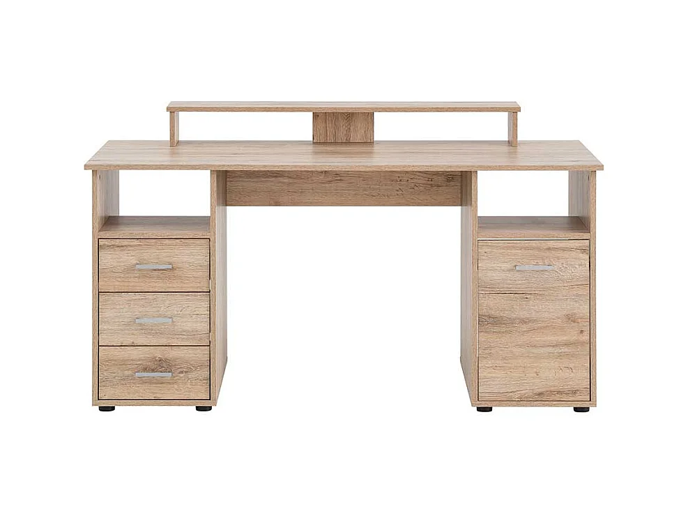 Jugendschreibtisch in Wildeiche Holzoptik Bildschirmaufsatz