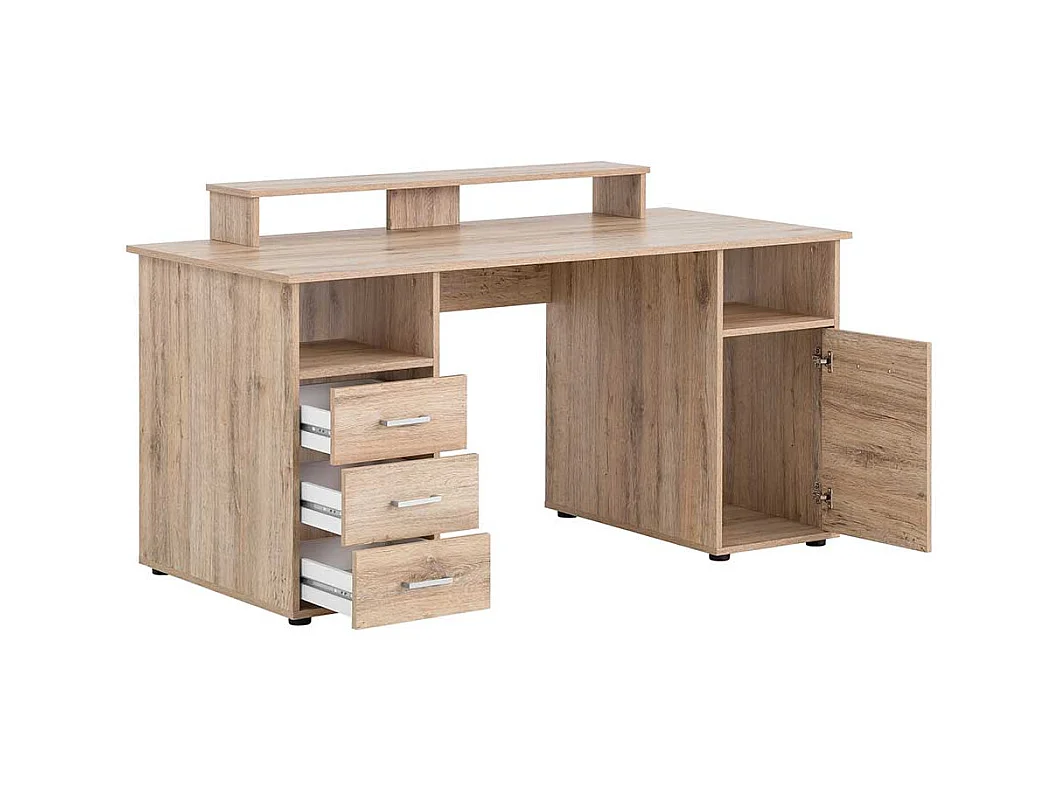 Jugendschreibtisch in Wildeiche Holzoptik Bildschirmaufsatz