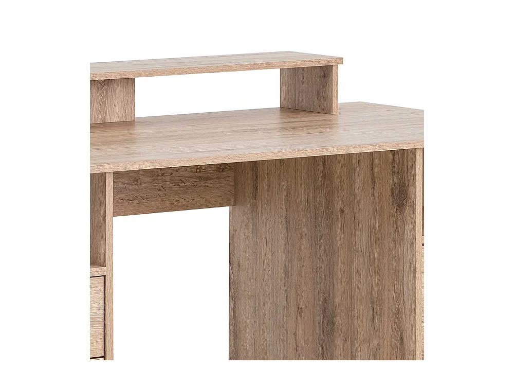 Jugendschreibtisch in Wildeiche Holzoptik Bildschirmaufsatz