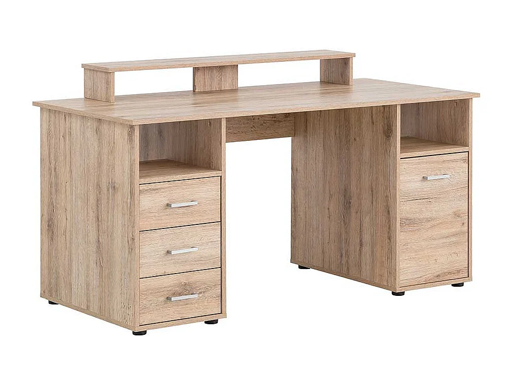 Jugendschreibtisch in Wildeiche Holzoptik Bildschirmaufsatz