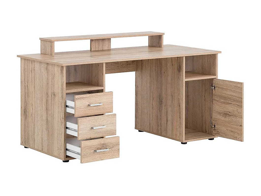 Jugendschreibtisch in Wildeiche Holzoptik Bildschirmaufsatz