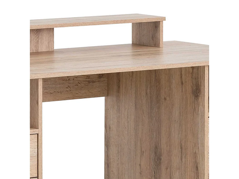 Jugendschreibtisch in Wildeiche Holzoptik Bildschirmaufsatz