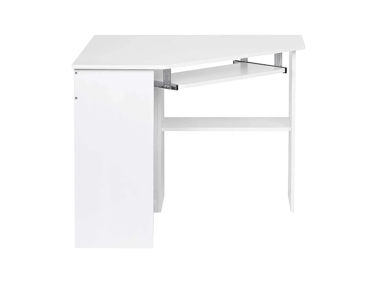 Wei�er Eckschreibtisch mit Tastaturauszug Druckerablage