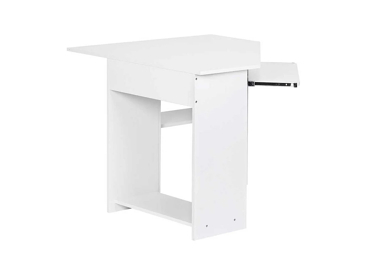 Wei�er Eckschreibtisch mit Tastaturauszug Druckerablage
