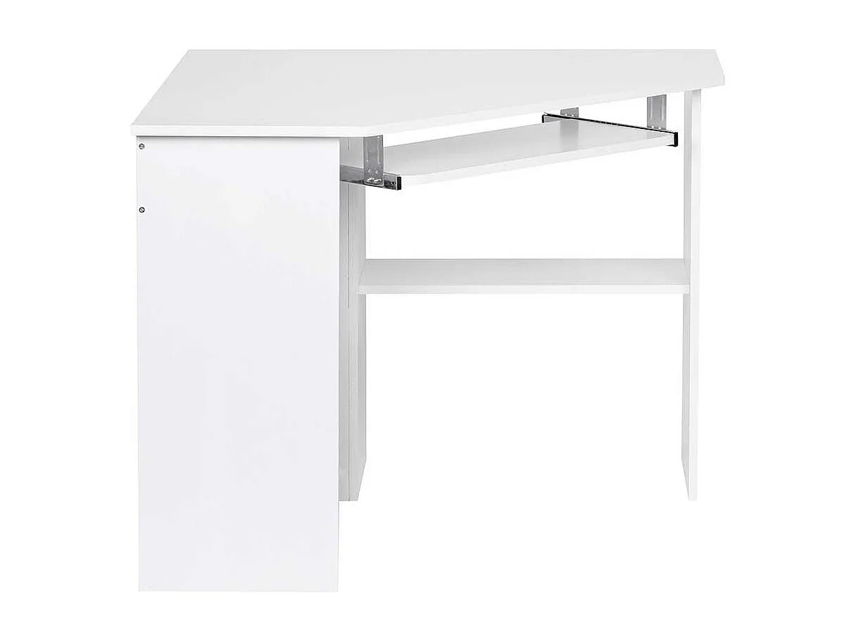 Wei�er Eckschreibtisch mit Tastaturauszug Druckerablage