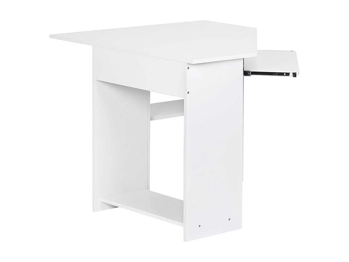 Wei�er Eckschreibtisch mit Tastaturauszug Druckerablage