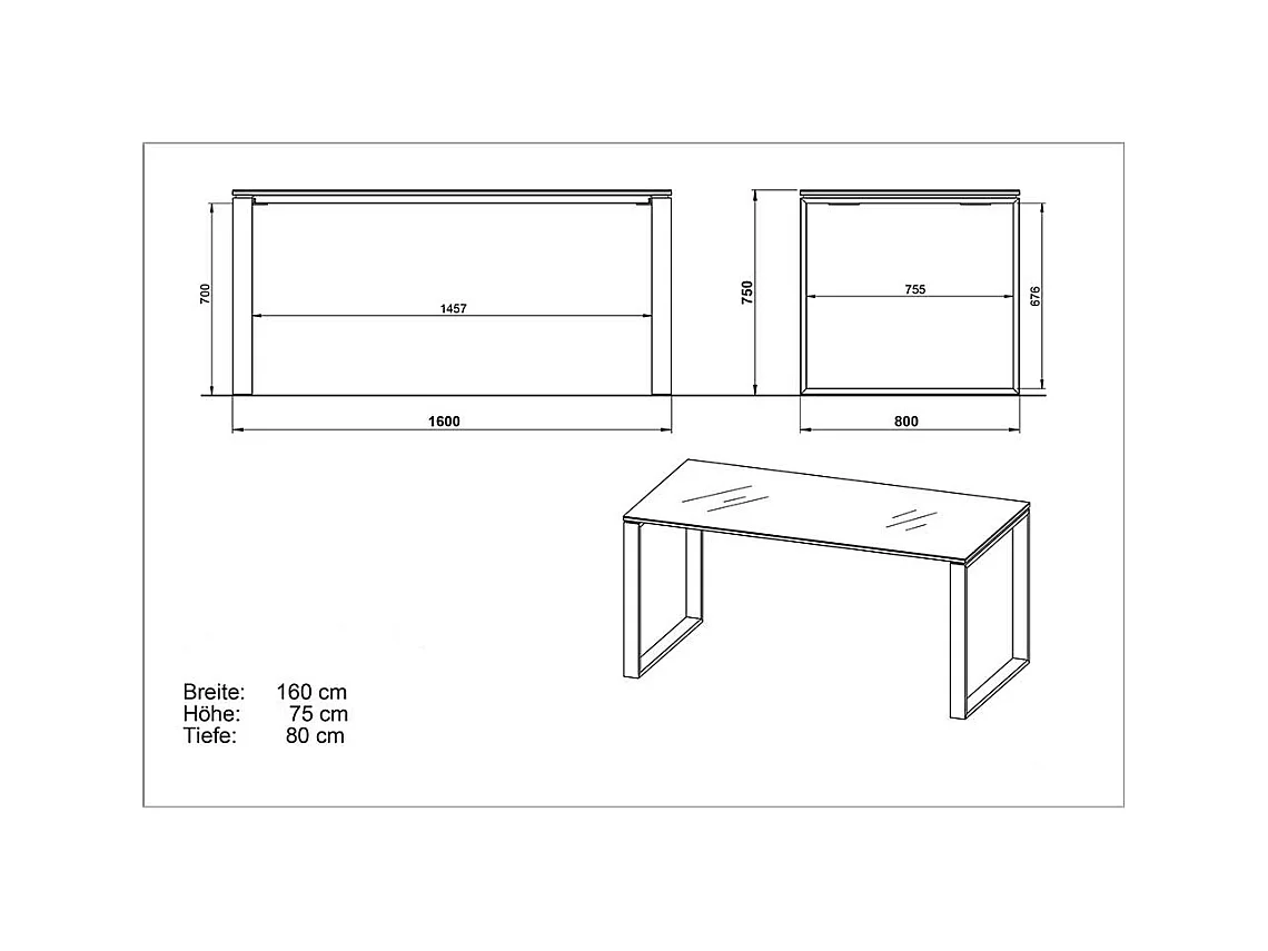 Schreibtisch in Weiß 160 cm breit