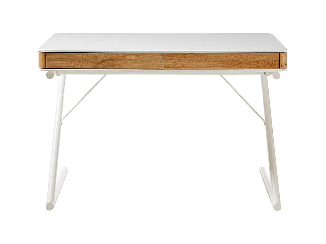 Laptopschreibtisch in Wei� und Eiche Optik 120 cm breit