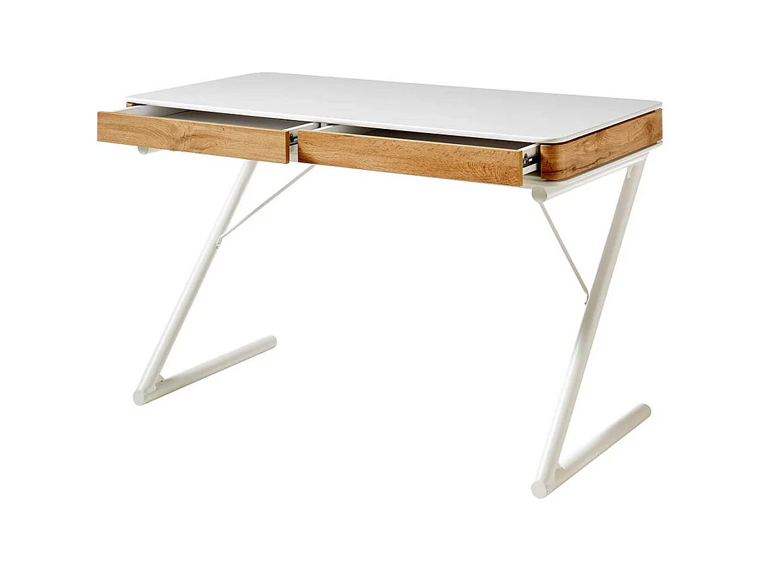 Laptopschreibtisch in Wei� und Eiche Optik 120 cm breit