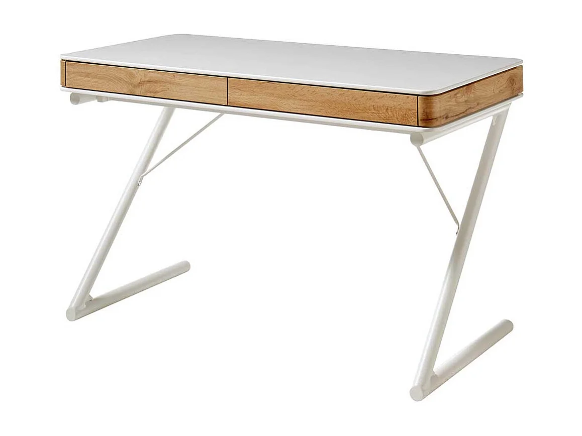 Laptopschreibtisch in Wei� und Eiche Optik 120 cm breit