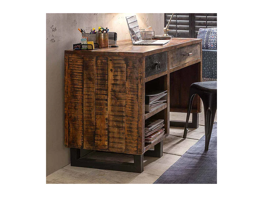 Loft Schreibtisch aus Mangobaum Recyclingholz 120 cm