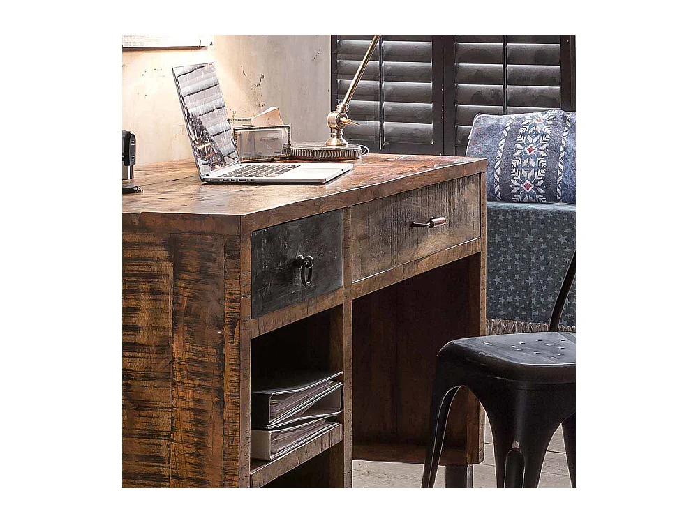 Loft Schreibtisch aus Mangobaum Recyclingholz 120 cm