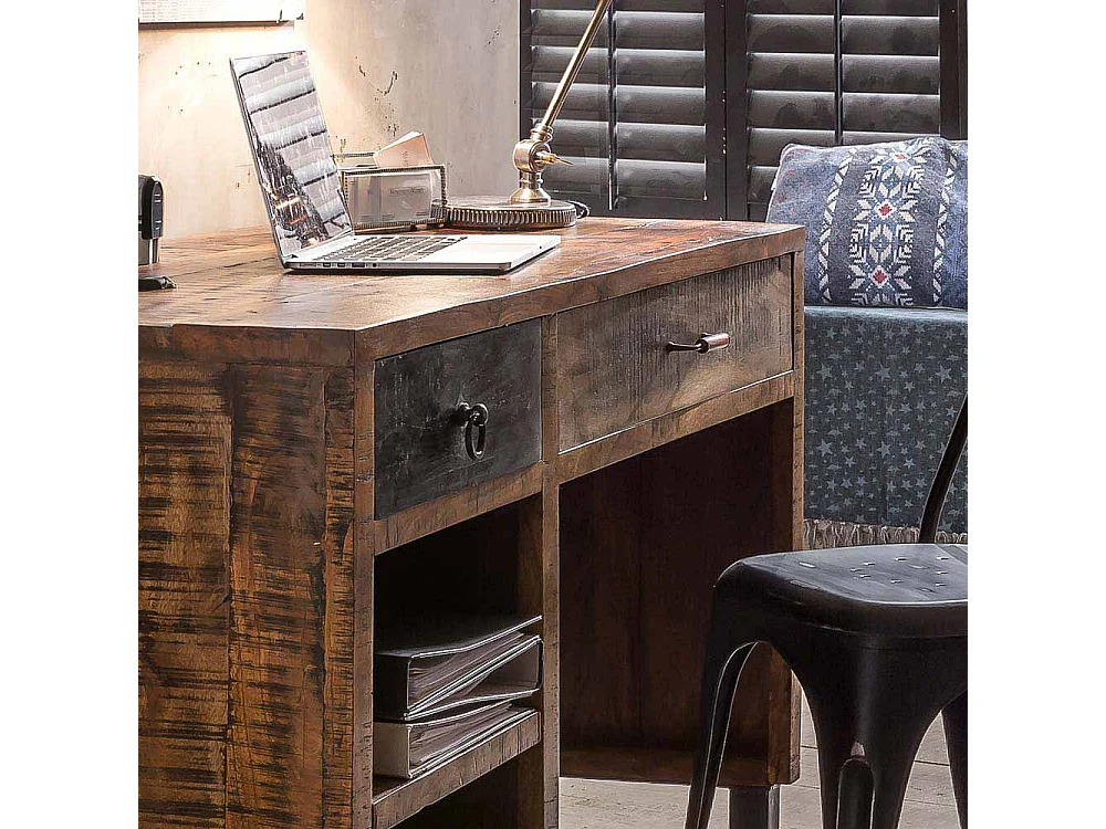 Loft Schreibtisch aus Mangobaum Recyclingholz 120 cm