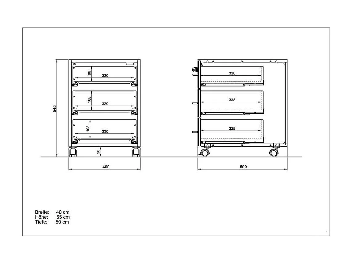 Büroschreibtisch in Weiß Glas beschichtet Rollcontainer (zweiteilig)