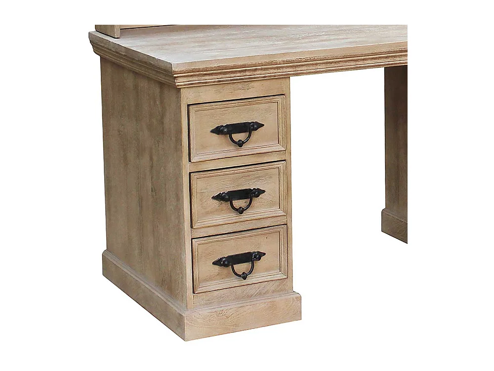 Shabby Chic Schreibtisch aus Mangobaum Massivholz Bildschirmaufsatz