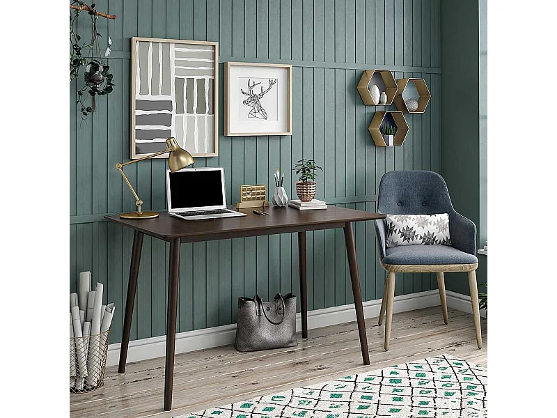 Schreibtisch Walnussfarben im Retrostil 121 cm breit - 60 cm tief