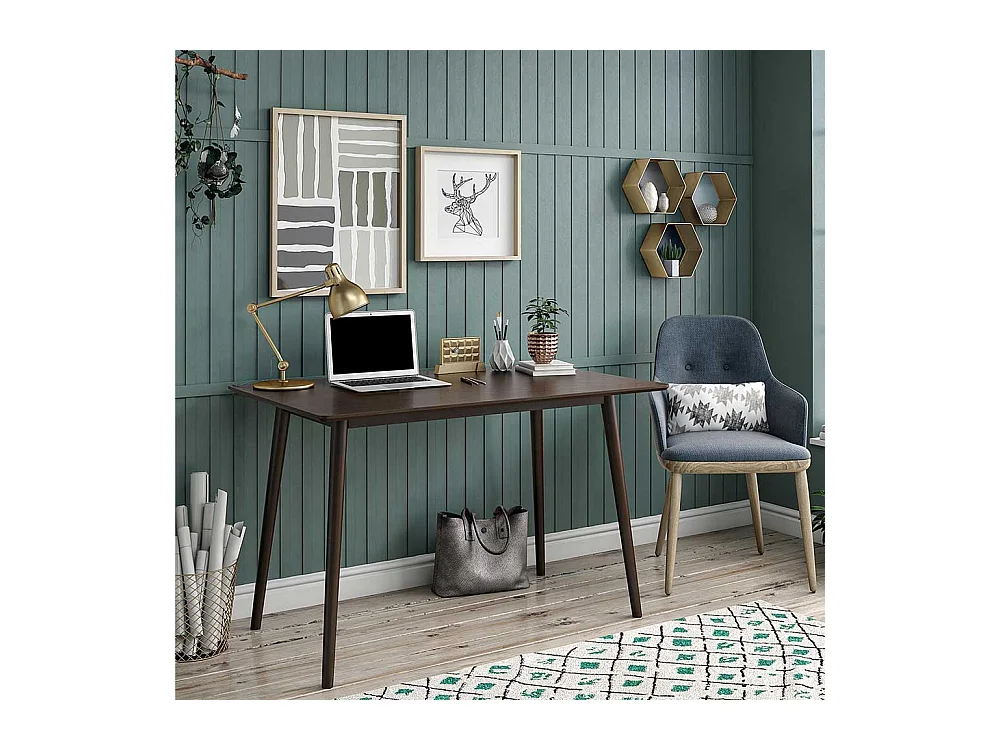 Schreibtisch Walnussfarben im Retrostil 121 cm breit - 60 cm tief