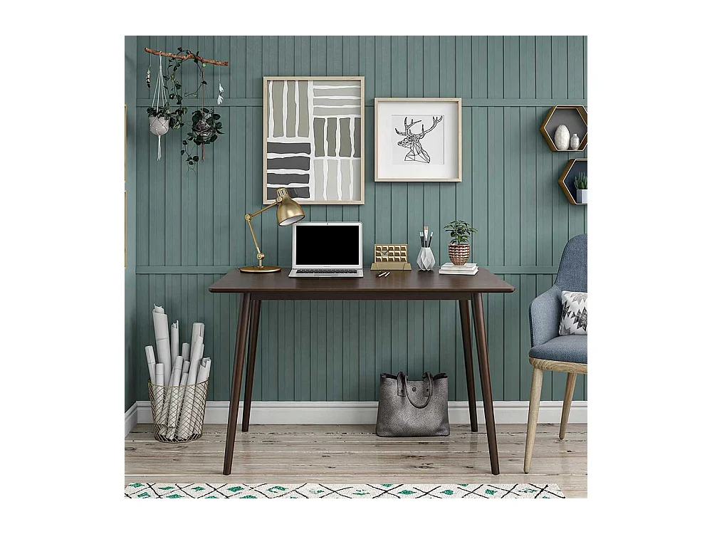 Schreibtisch Walnussfarben im Retrostil 121 cm breit - 60 cm tief