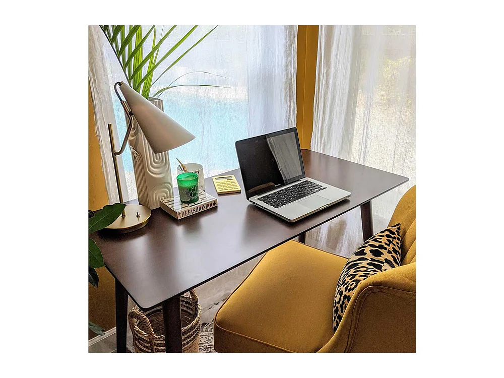 Schreibtisch Walnussfarben im Retrostil 121 cm breit - 60 cm tief