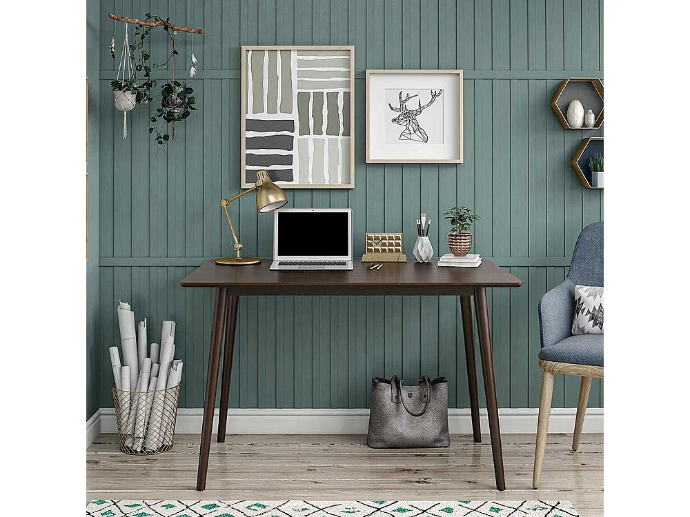 Schreibtisch Walnussfarben im Retrostil 121 cm breit - 60 cm tief