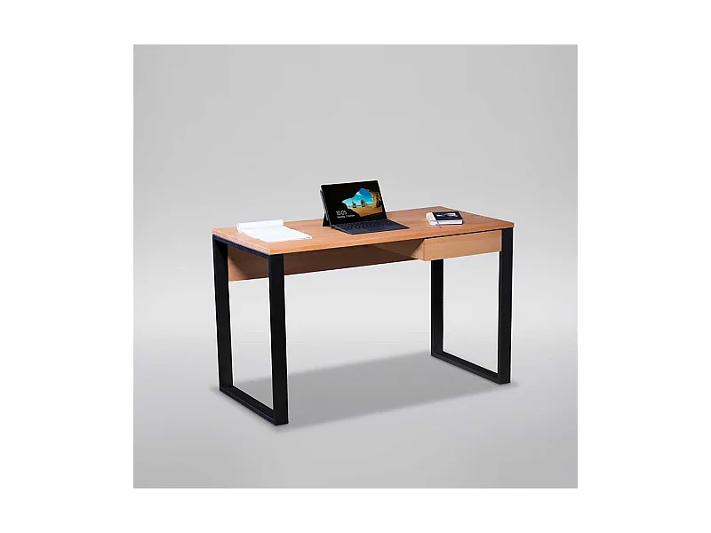 Schreibtisch mit Schublade in Kernbuchefarben Schwarz