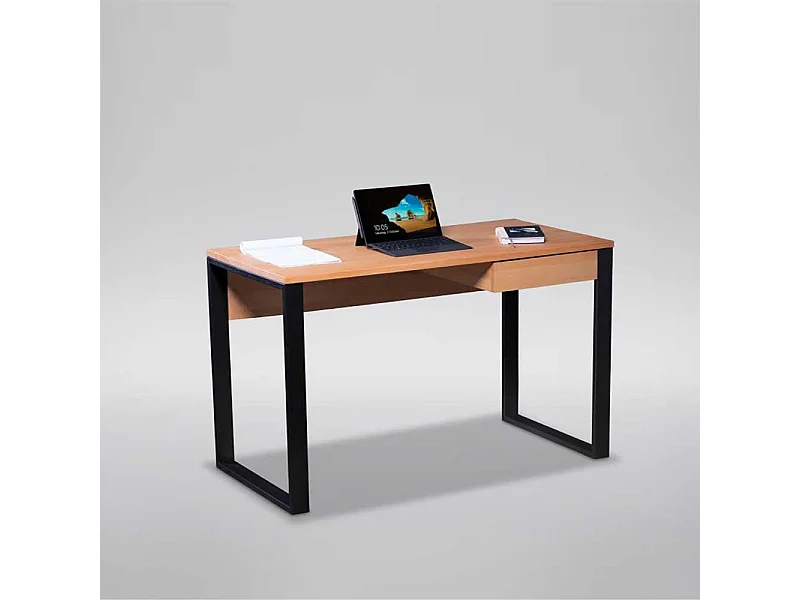 Schreibtisch mit Schublade in Kernbuchefarben Schwarz