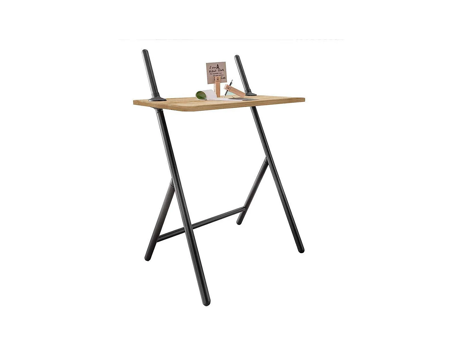 Verstellbarer Schreibtisch aus Eiche Massivholz und Metall 100 cm breit